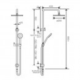 Axus Streamline Shower Column with Hand Shower Top Diverter - Chrome